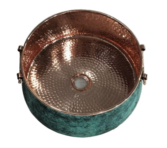 Copper Basin Hammered Verdigris Round 406mm Top View