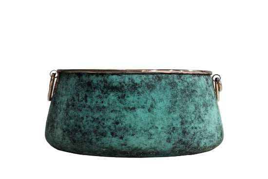 Copper Basin Hammered Verdigris Round 406mm Side View