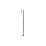 Brushed niickel stainless steel outdoor shower with foot wash. Marine grade 316L stainless steel. Toka Tapware. Stonebaths.