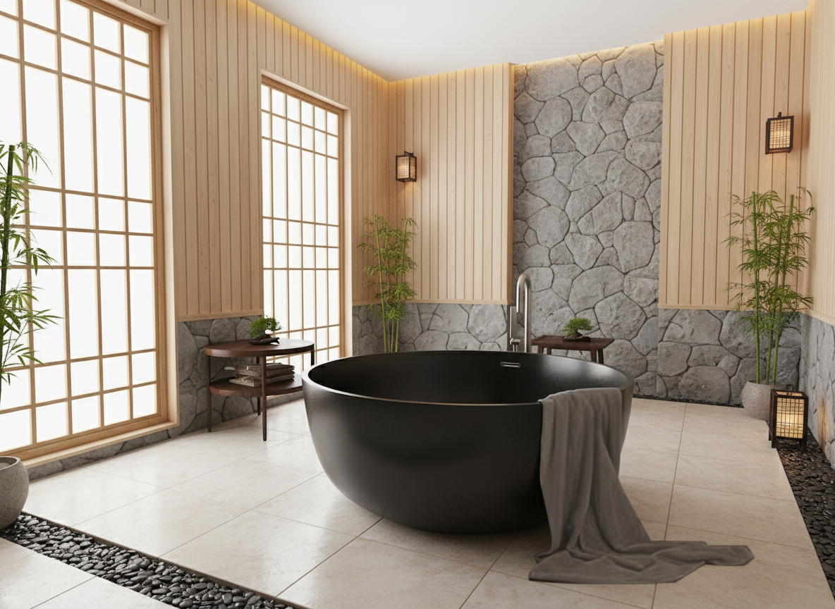 an acrylic round bath tub
