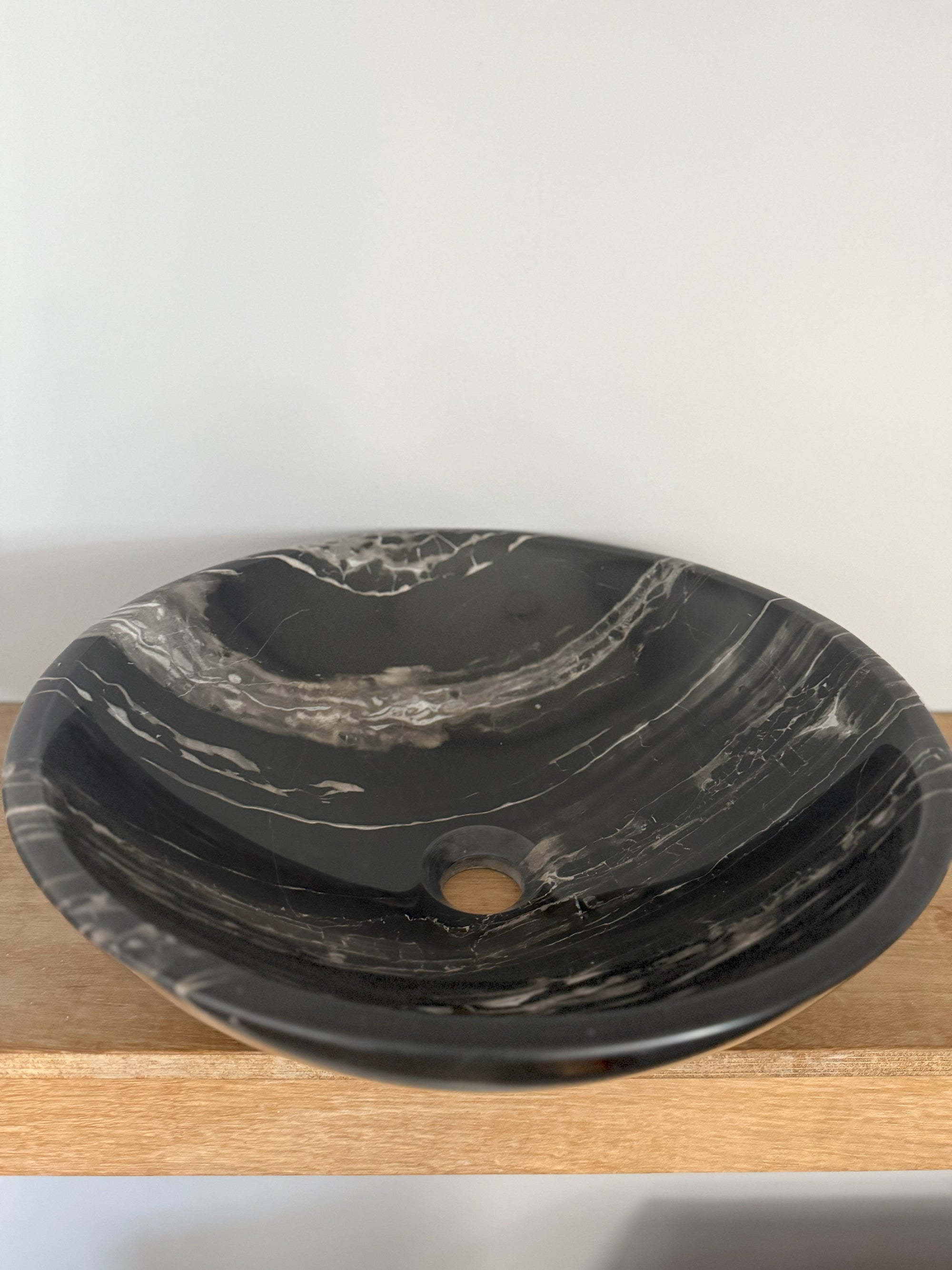 Round natural black marble basin 420mm - NSBA01