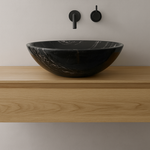 Round natural black marble basin 420mm - NSBA01