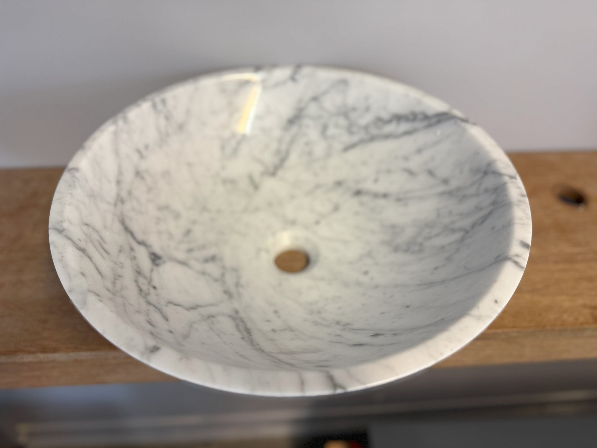 Round natural white marble basin 420mm - NSBA01