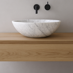 Round natural white marble basin 420mm - NSBA01