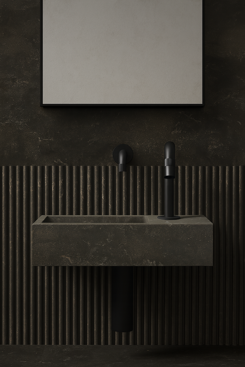 Blue limestone small wall hung basin 270mm - NSBA02