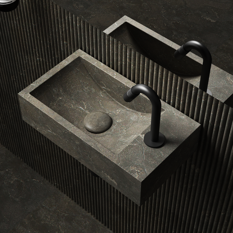 Blue limestone medium wall hung basin 400mm - NSBA03