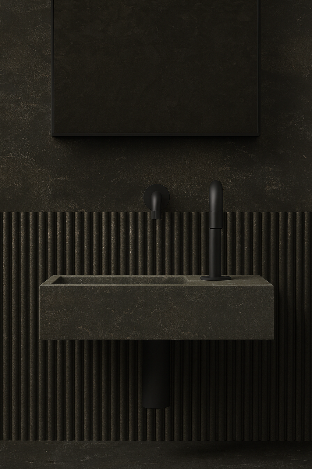 Blue limestone medium wall hung basin 400mm - NSBA03