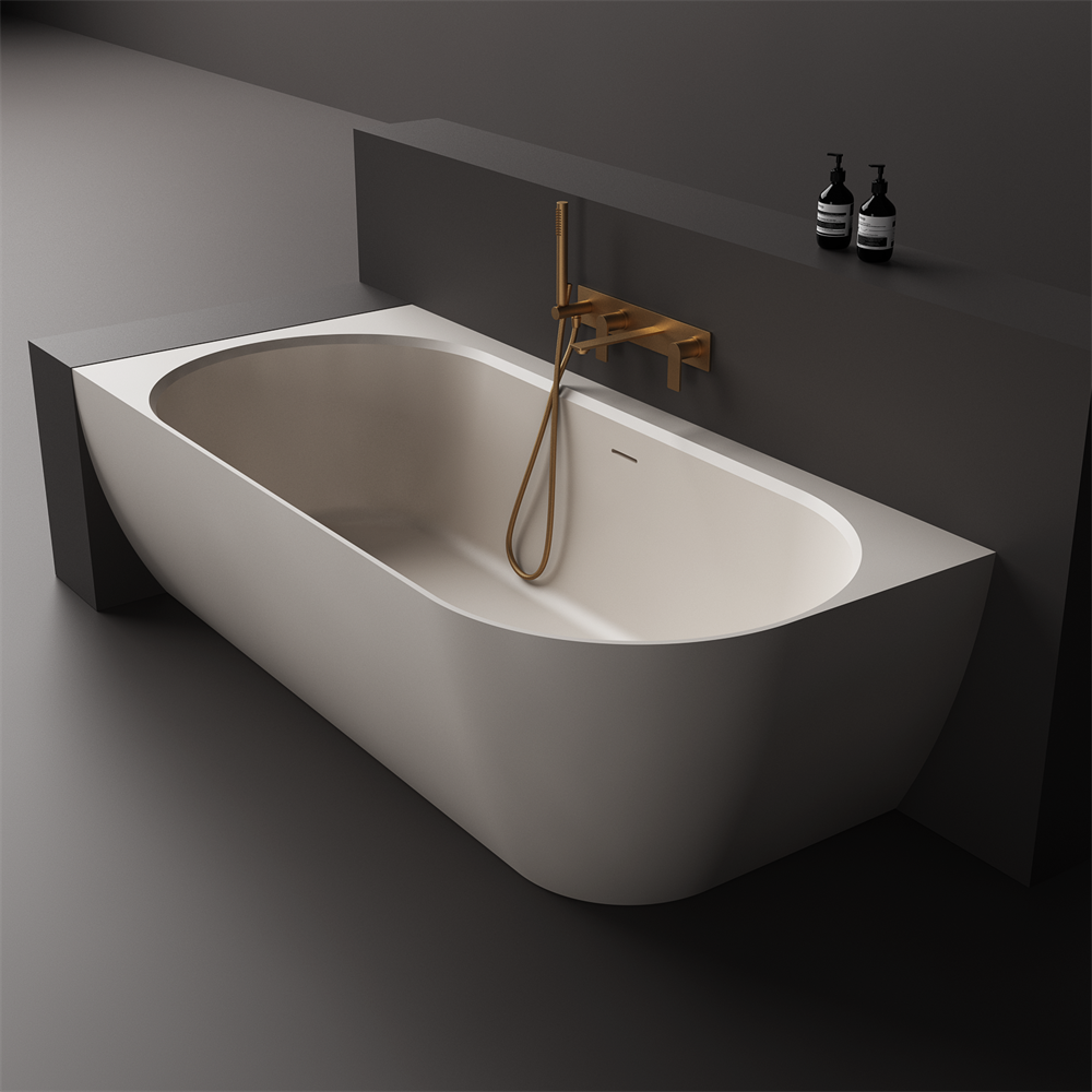 Justina Left Back-to-wall stone bath 1520mm - ST12 1520 LBW