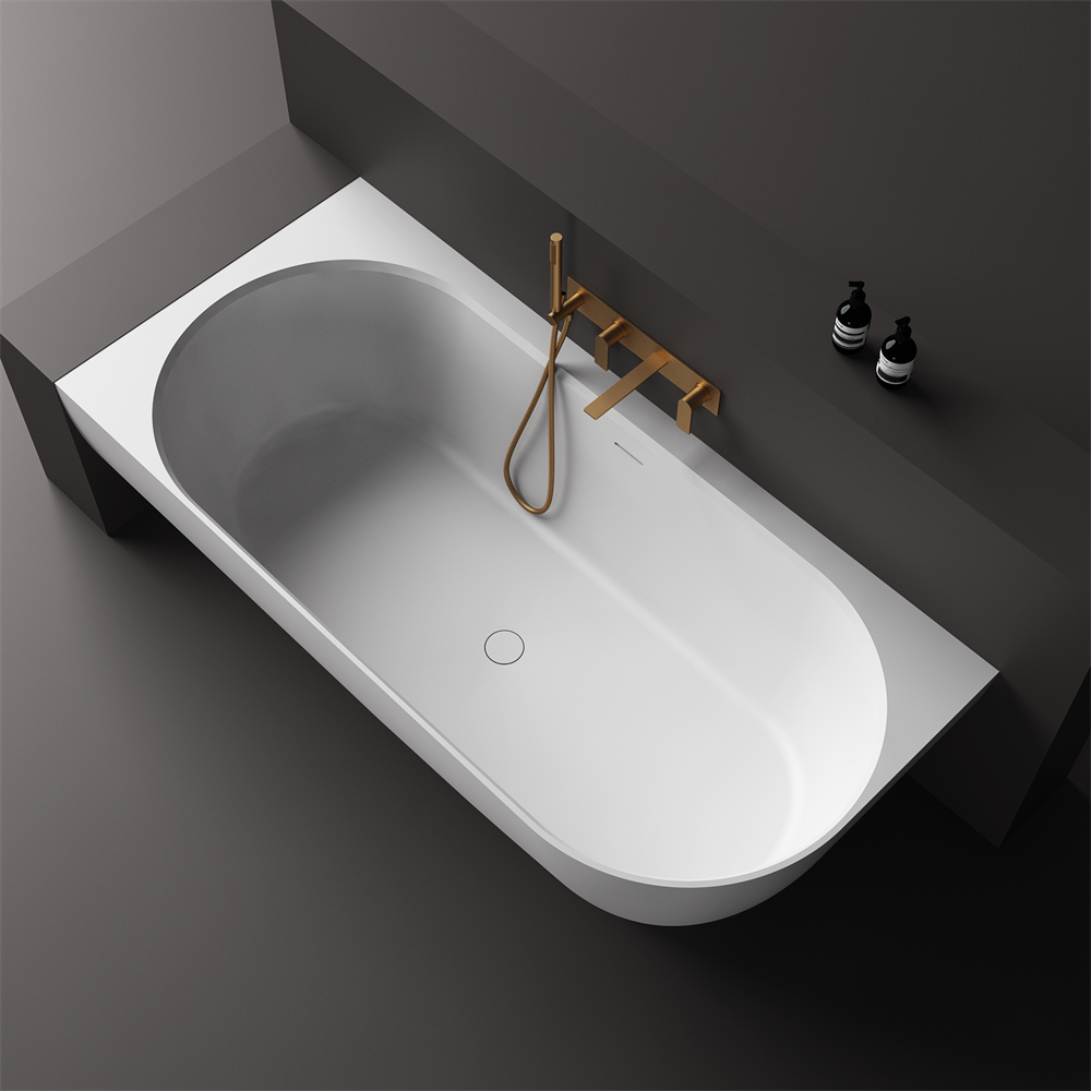 Justina Left Back-to-wall stone bath 1750mm - ST12LBW
