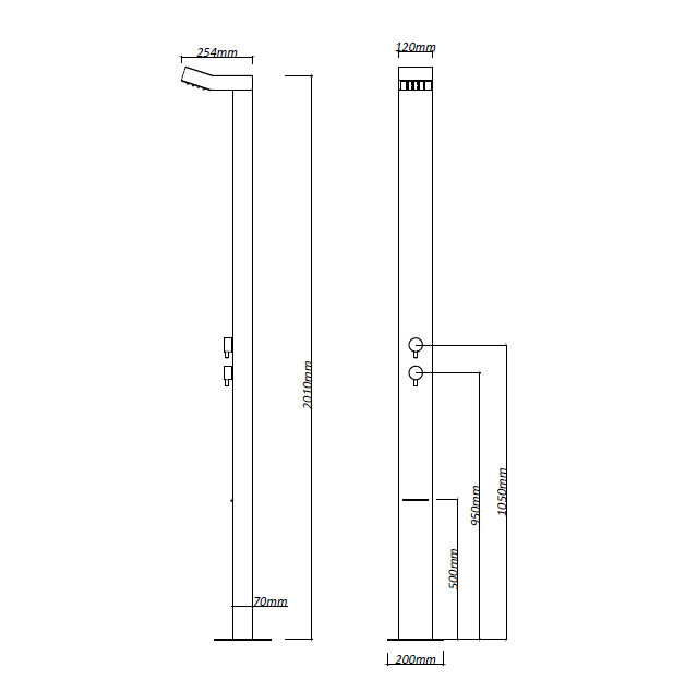 Raglan Stainless Outdoor Shower Column - STA10-2