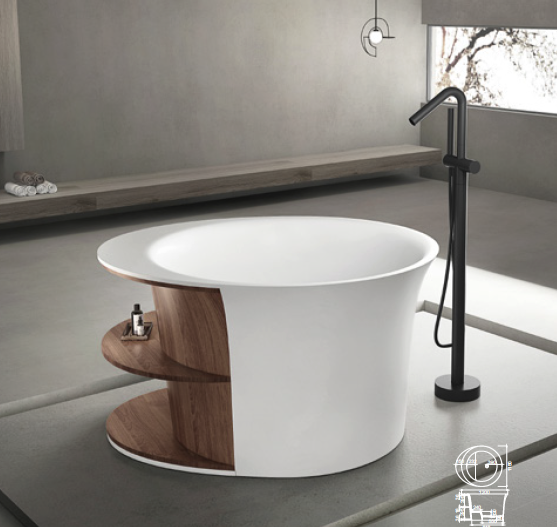 Josei Round Japanese Shelf Soak Tub - 1200mm - MGD01