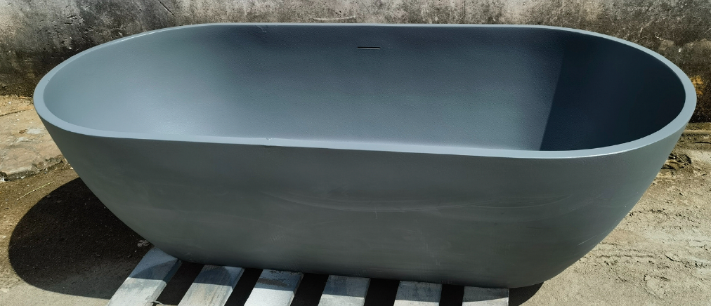 Bayley Concrete Textured Outdoor Bath 1800 - Dark Grey