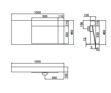 The Ramp Basin - Ramp C100-b 1000mm Right