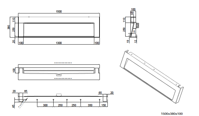 The Ramp Junior 100 Basin 1500mm Wall Hung Stone Basin