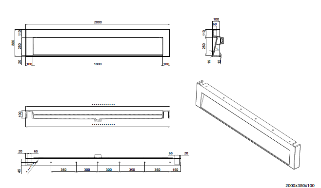 The Ramp Junior 100 Basin 2000mm Wall Hung Stone Basin