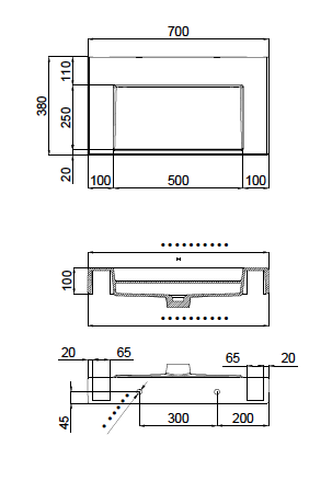 The Ramp  Junior 100 Basin 700mm Wall Hung Stone Basin