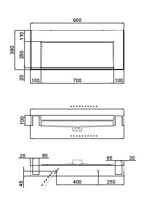 The Ramp Junior 100 Basin 900mm Wall Hung Stone Basin