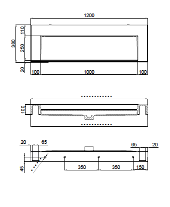 The Ramp Junior 100 Basin 1200mm Wall Hung Stone Basin