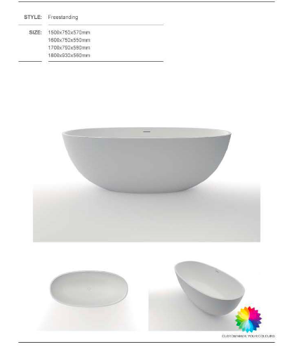 Cora Oval Stylish Stone Bath - 1700mm