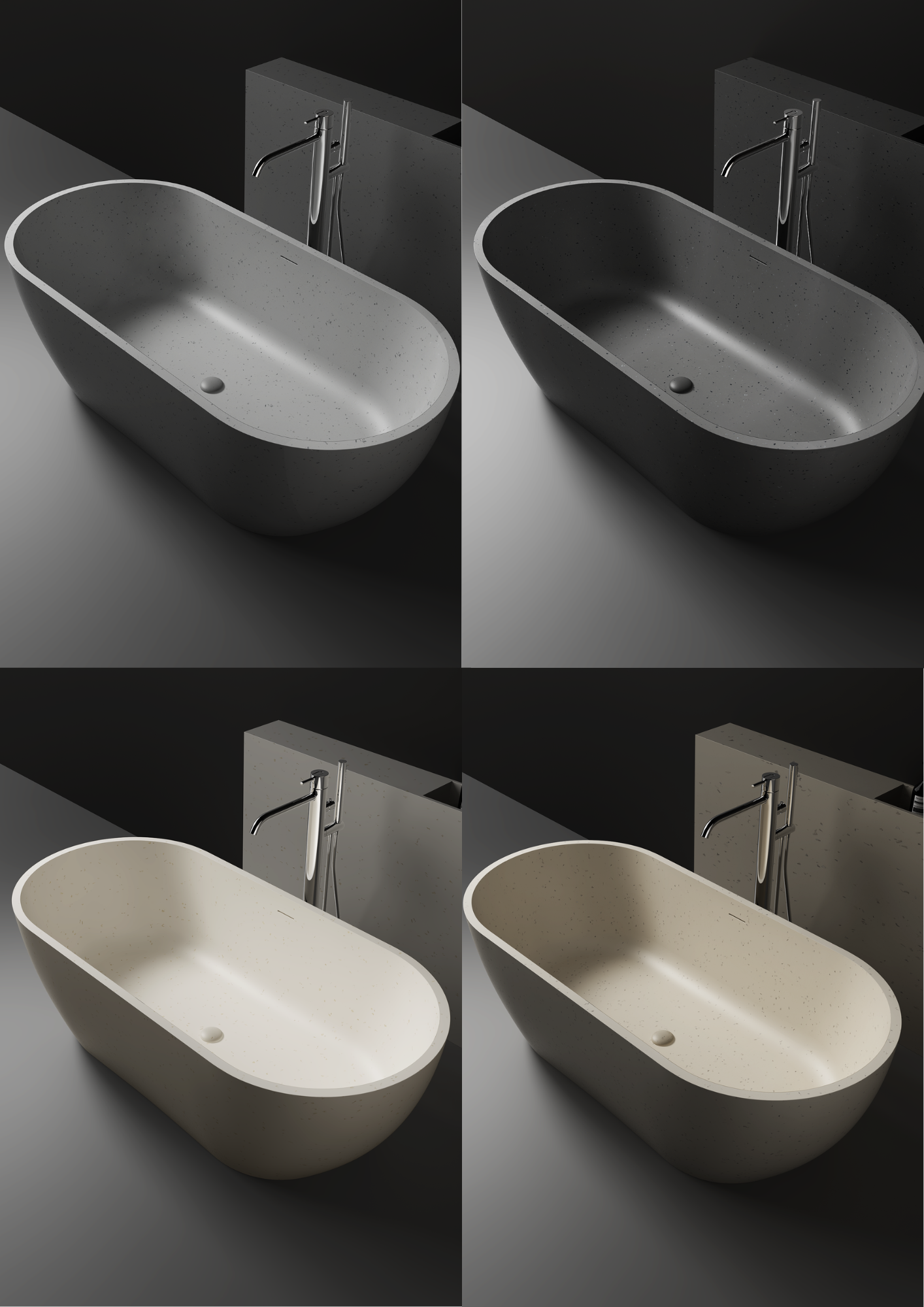Justina Classic Stone Bath - Terrazzo Various Colours - 1700mm - ST12 1700