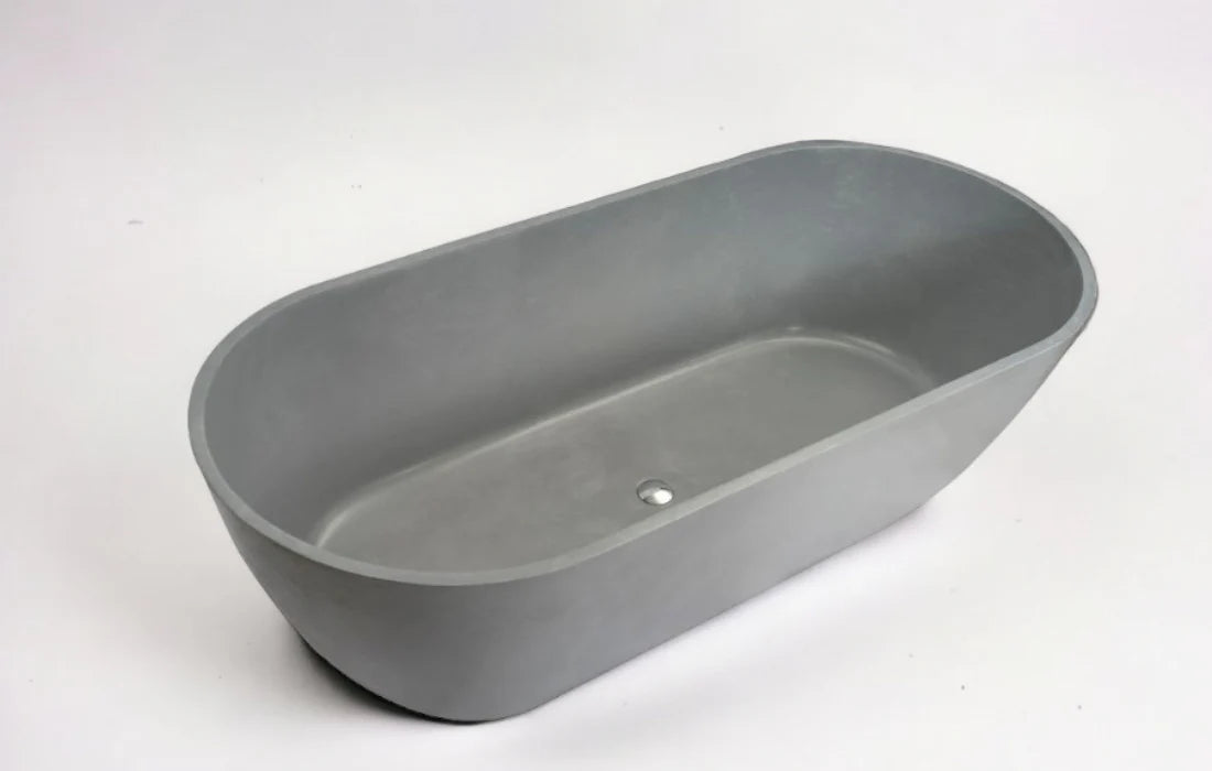 Bayley Concrete Textured Outdoor Bath 1800 - Dark Grey