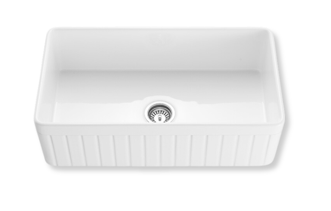 Traditional Fireclay Fluted Butlers Sink Oversized White 828mm - TK3318T