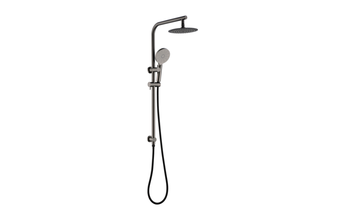 Double Circular Shower Column - Brushed Gunmetal - CLAS20