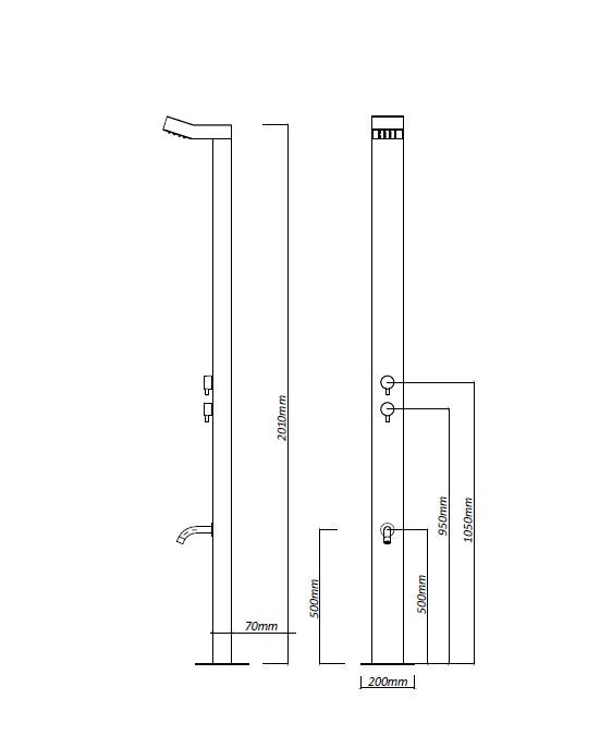 Byron Outdoor Shower - Stainless Steel - STA10