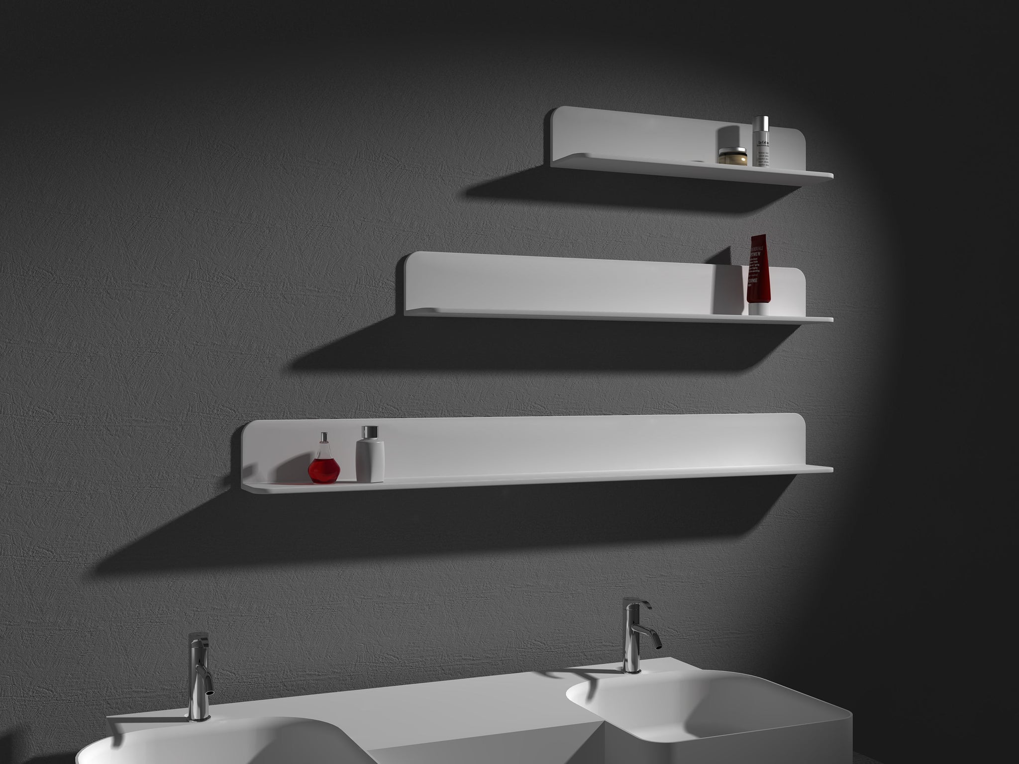 Wall Hung Bathroom Shelf - Matte White - 600mm - G0141