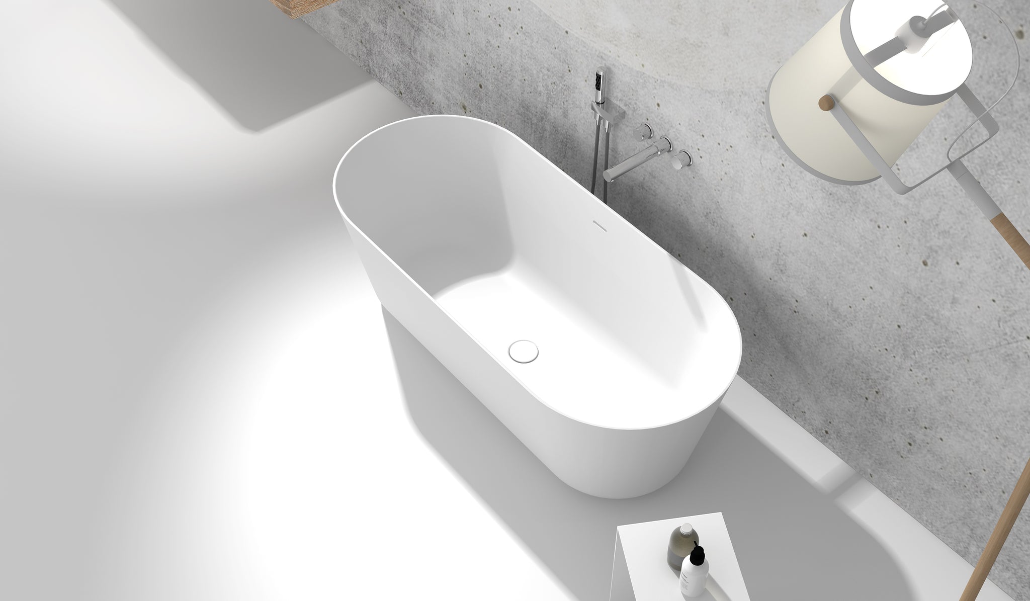 Thin edge freestanding 1700mm stone bath G65160