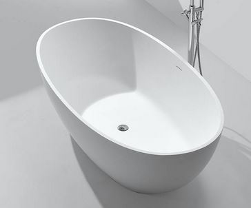 Large Oval Matte White Stone Bath - 1700mm - B003-B