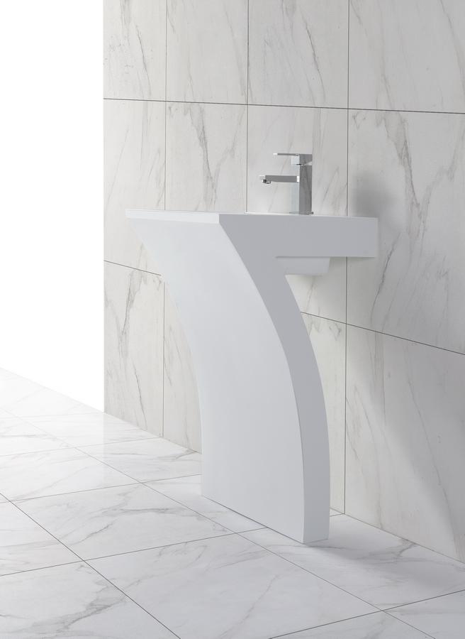 Hugi Solid Freestanding Stone Basin - Commercial or Powder Room - 830mm - B1393-1