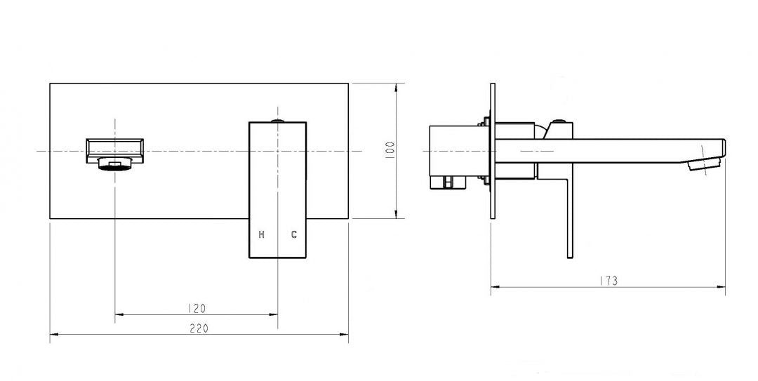 ROC12B, BGM, Off the Wall Basin Mixer (Matt Black, Brushed Gun Metal.) Architect Design