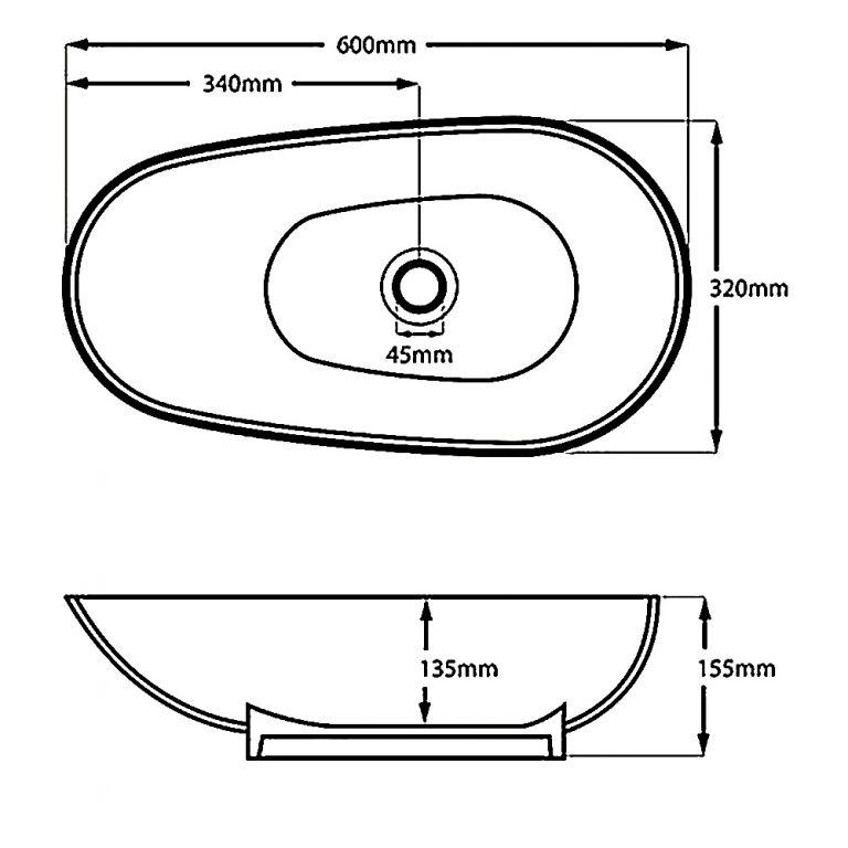 Toka Lite Gemma Natural Stone Basin STB04 600mm Architect Design