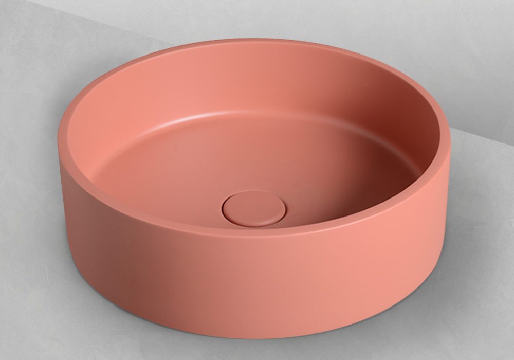 Sol round basin 390mm salmon pink concrete TC0015C21