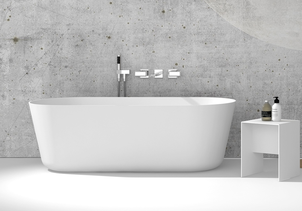 Thin edge freestanding 1700mm stone bath G65160