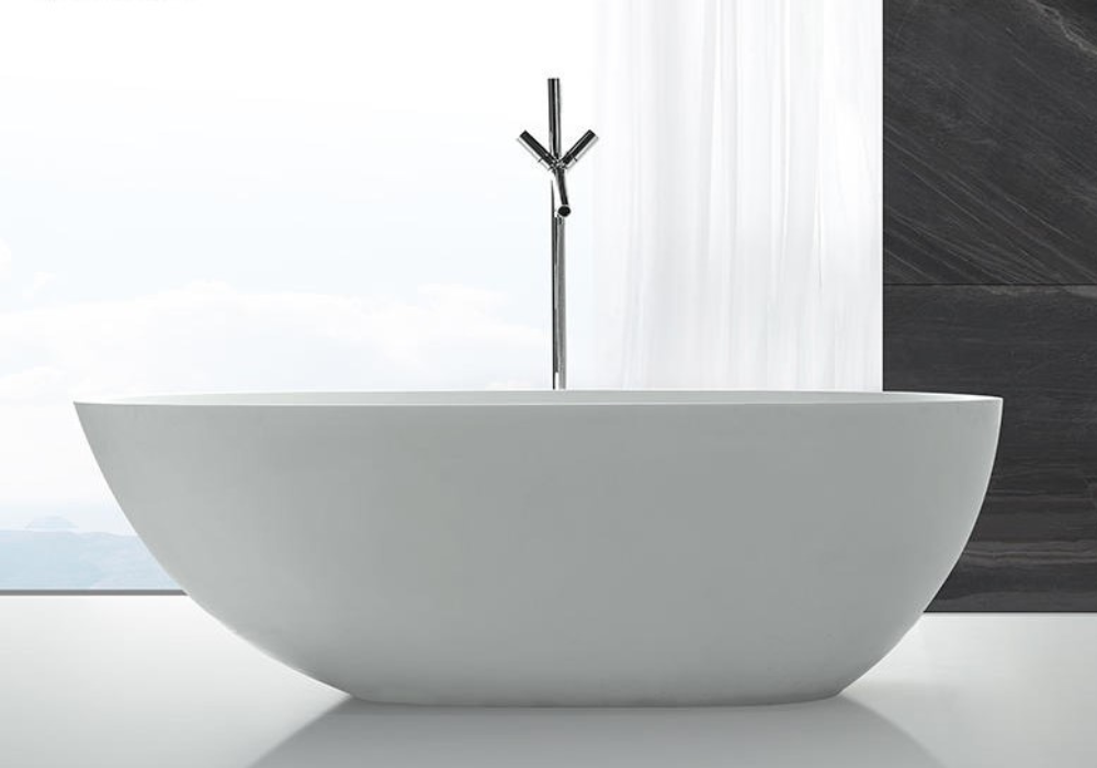 Egg shaped mid-size stone bath - 1620mm - B001-C