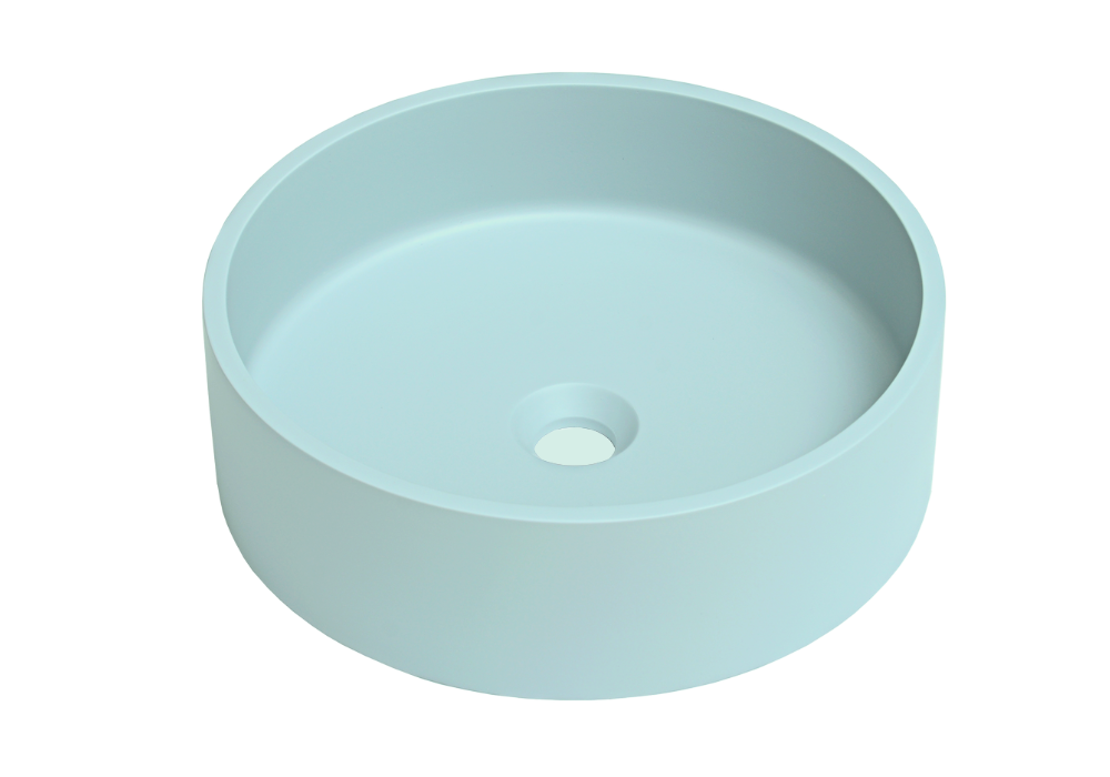Sol round basin 390mm powder blue concrete TC0015C8