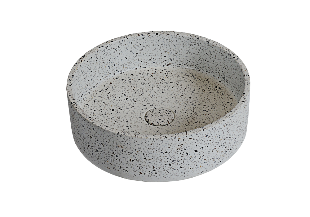 Sol round basin 390mm terrazzo grey concrete TC0015E3