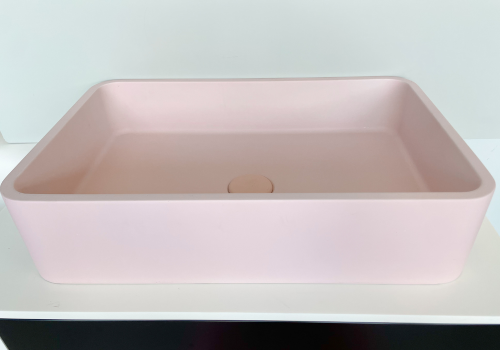 Rectangle concrete basin 600mm - soft pink - TC0016